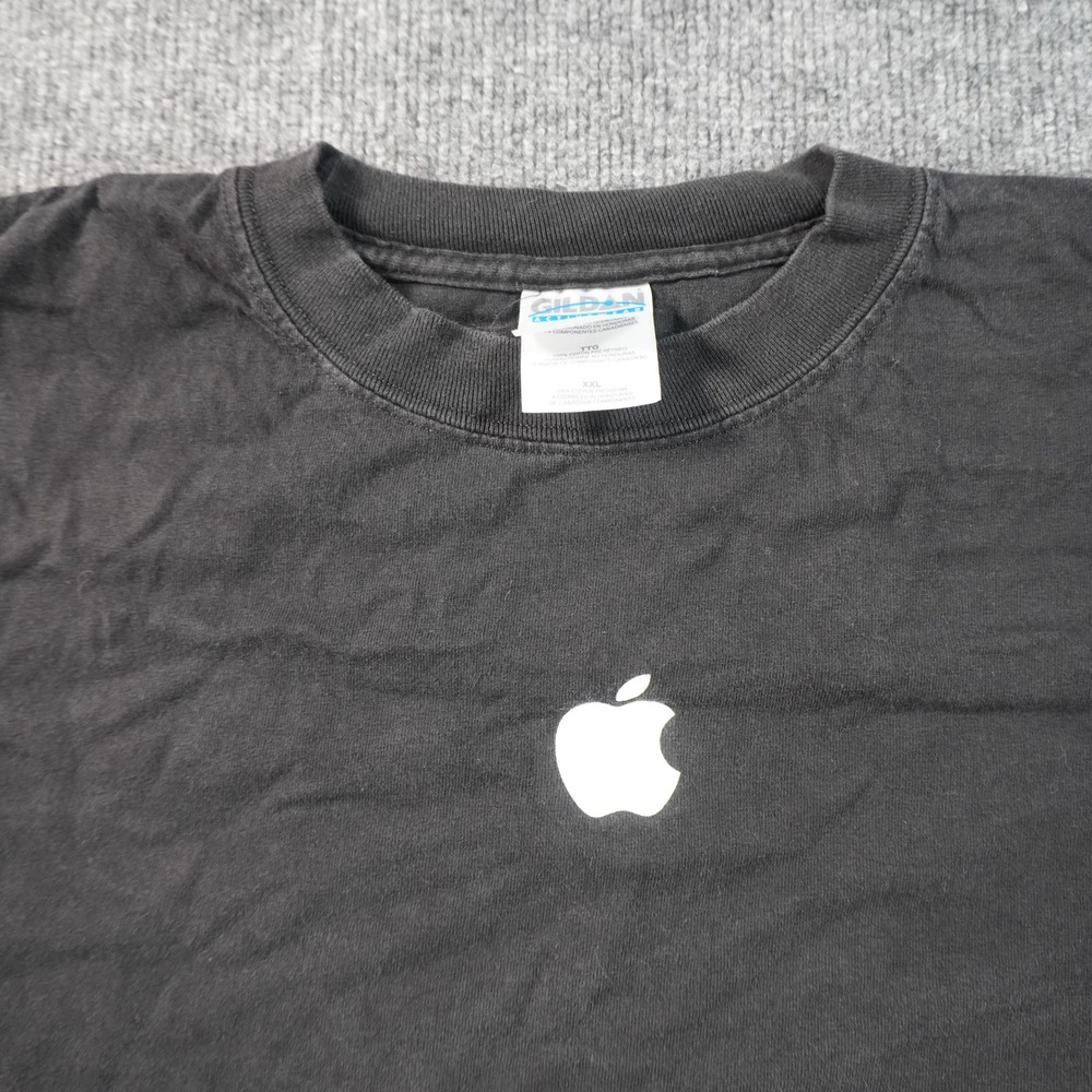 Vintage Apple Long Sleeve T-Shirt Mens XXL Black Heavyweight Center Logo Tech